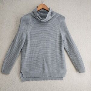 Kenneth Cole Reaction Sweater Womens Gray Cowl Neck Ribbed Knit Long Sleeve